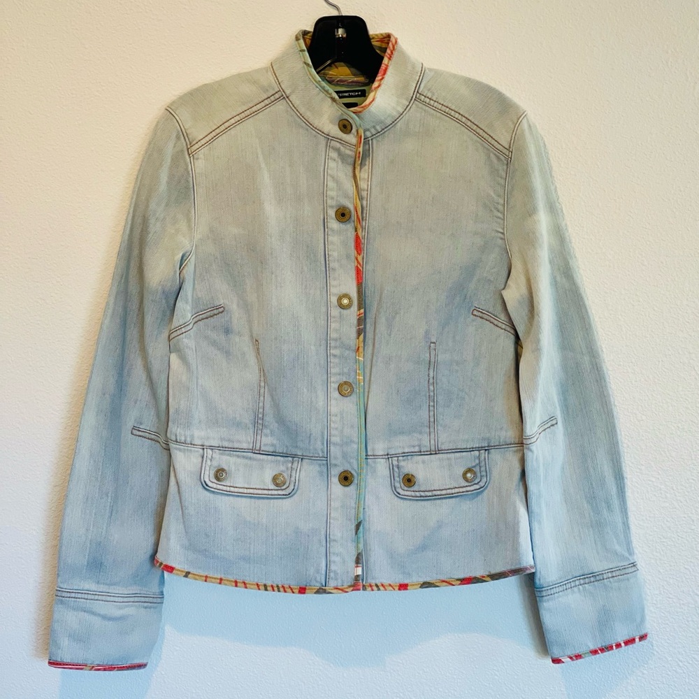 GAP Light Blue Jean Jacket with Colorful Trim women’s M